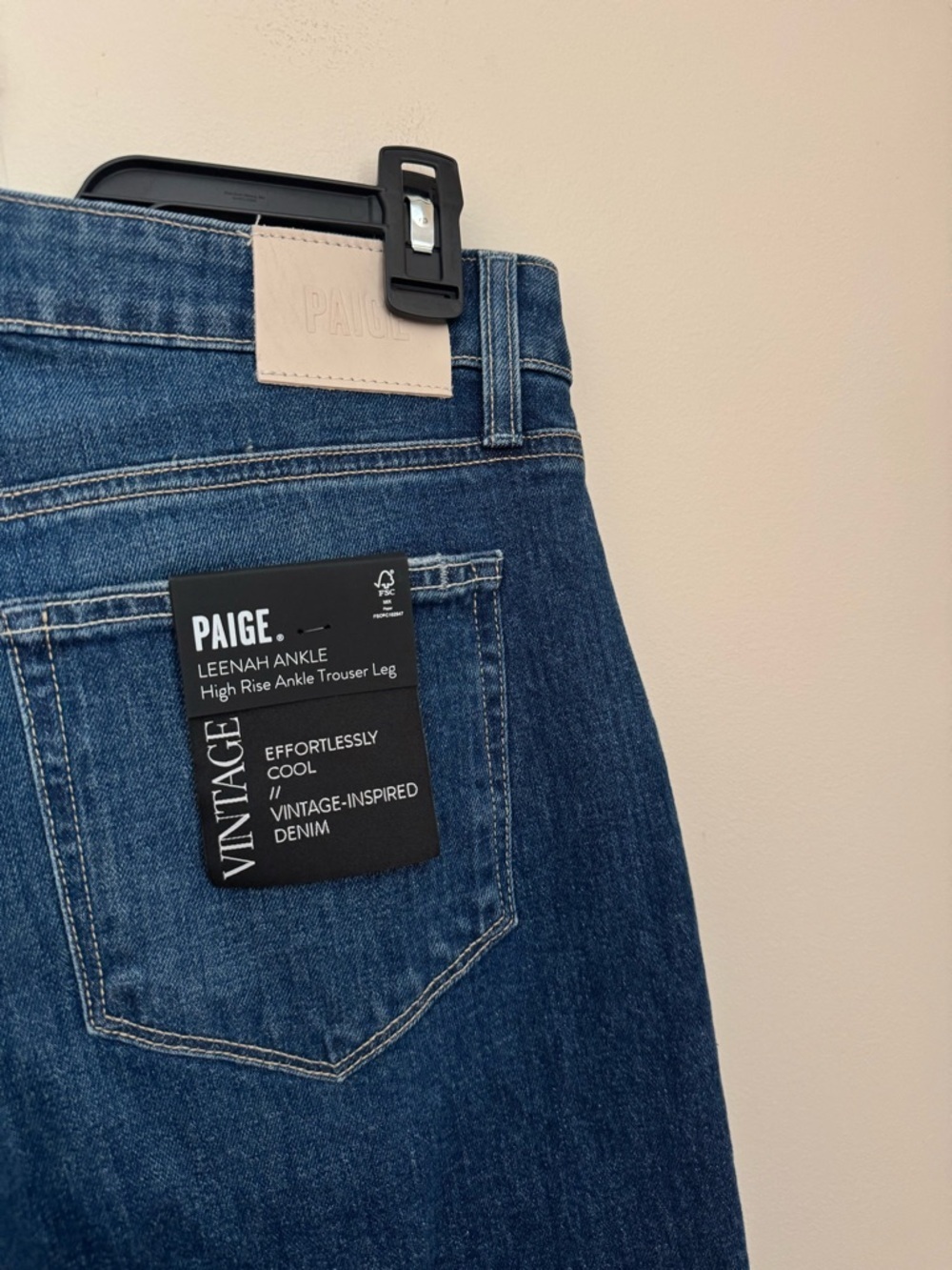 PAIGE Leenah Ankle High Rise Trouser Leg Jeans Raw Hem Size 30 Saint Tropez NWT - Picture 6 of 9